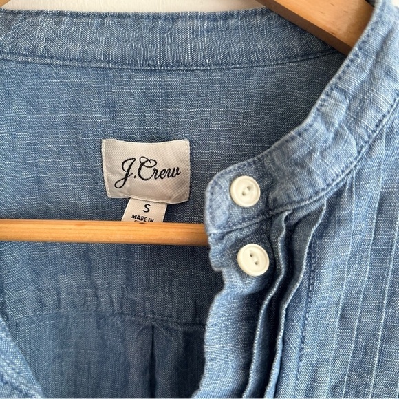 J.Crew Chambray collarless tuxedo shirt size small - Picture 7 of 9
